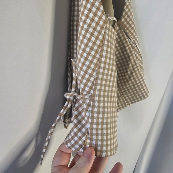 Zara Gingham Halter Neck Tie Back Crop Top XS - Picture 5 of 5